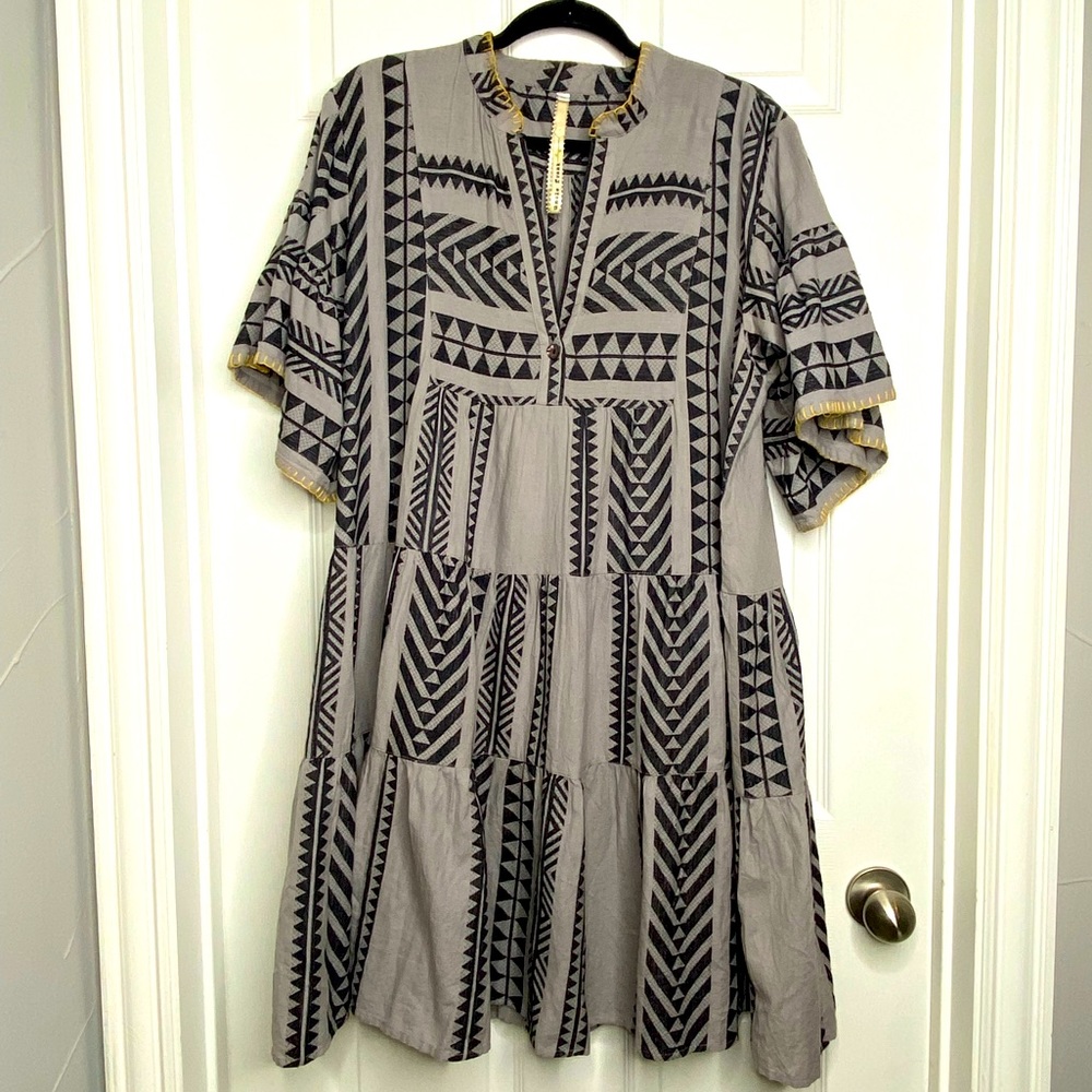 Uncle Frank L Tunic Aztec Print Dress with Fan Sleeves